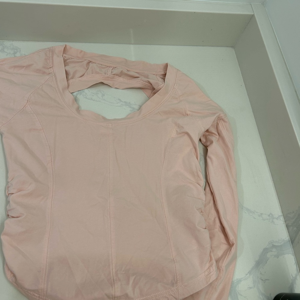Anthropologie Daily Practice Light Pink Long Sleeve Workout Top